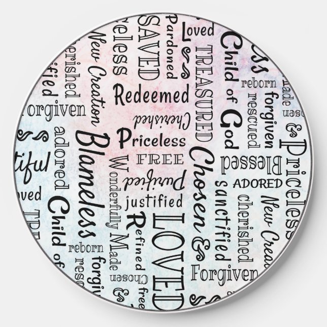 Words of Affirmation Word Art Wireless Charger (Front)