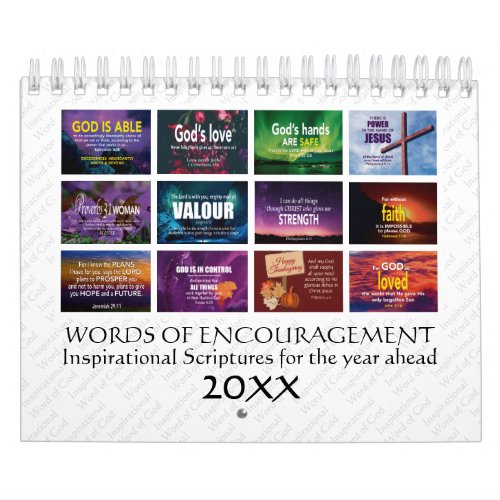 WORDS OF ENCOURAGEMENT Bible Verses Custom Year Calendar