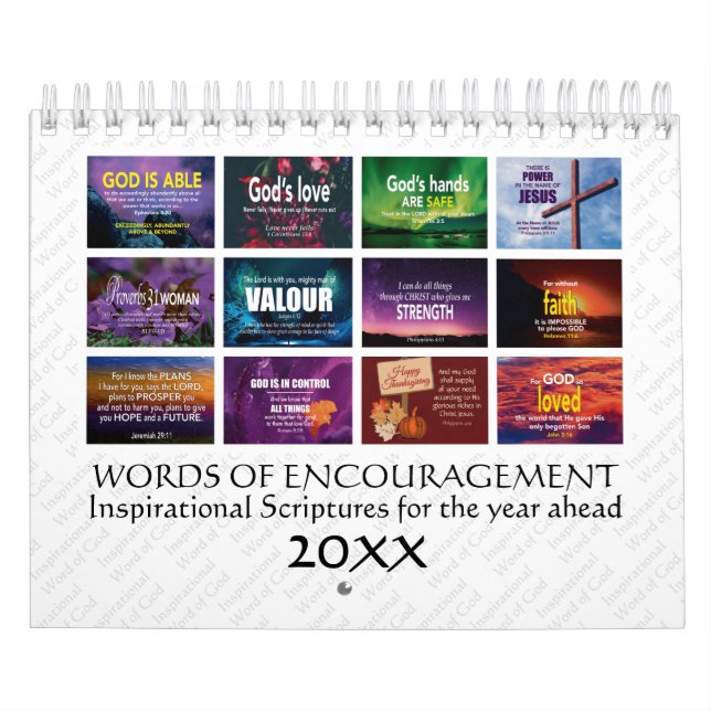WORDS OF ENCOURAGEMENT Bible Verses Custom Year Calendar (Cover)