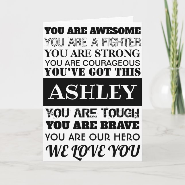 Words Of Encouragement Get Well Soon Black & White Card (Front)