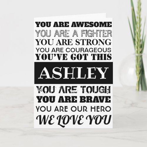 Words Of Encouragement Get Well Soon Black  White Card