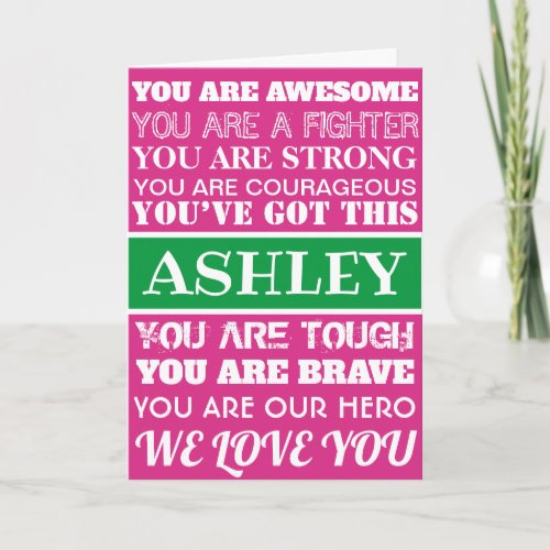 Words Of Encouragement Get Well Soon Pink  Green  Card