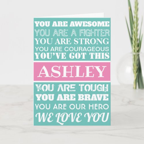 Words Of Encouragement Get Well Soon Pink  Teal Card