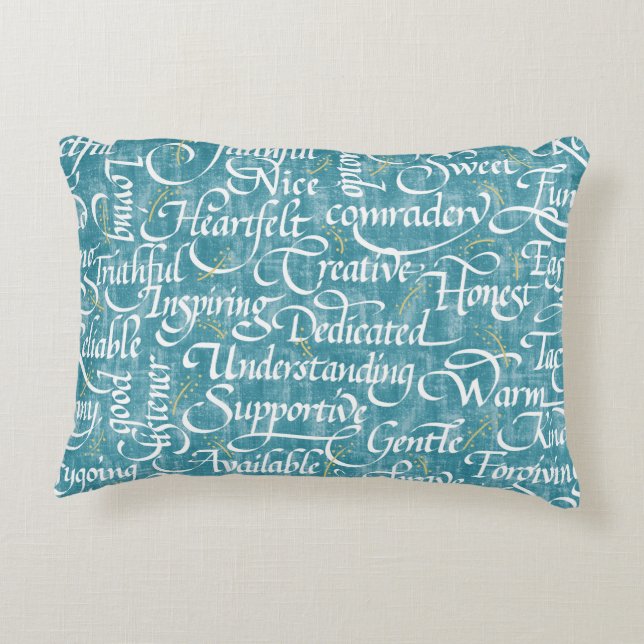 Words of Friendship Calligraphy Bestie  Accent Pillow (Back)