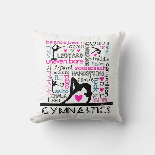 Words of Gymnastics Terminology Throw Pillow