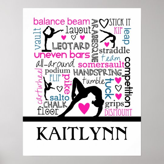 Words Of Gymnastics Terminology W Monogram Poster Zazzle