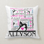 Words of Gymnastics Terminology w/ Monogram Throw Pillow