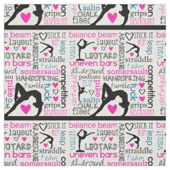 Words Of Gymnastics Tri-color Terminology Fabric by GollyGirls at Zazzle