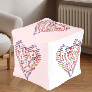Words of Heart Cube Pouf