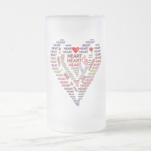 Words of Heart Frosted Glass Beer Mug
