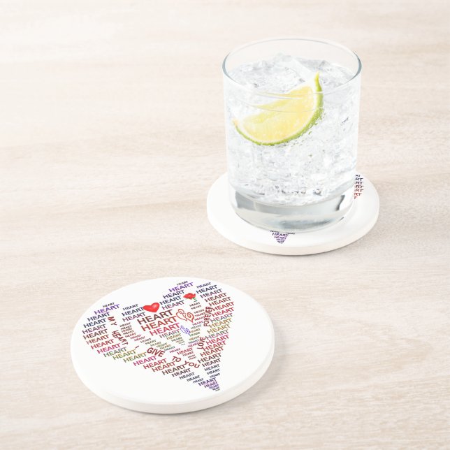 Words of Heart Sandstone Drink Coaster (Side)