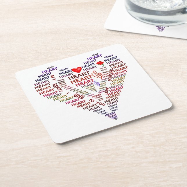 Words of Heart Square Coasters (Angled)