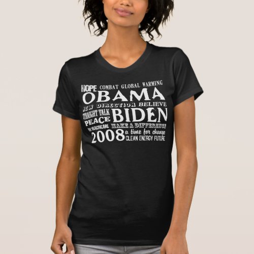 Words of Hope Obama  Biden 2008 Ladies Twofer T_Shirt
