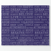 Inspirational Words Gold White Wrapping Paper