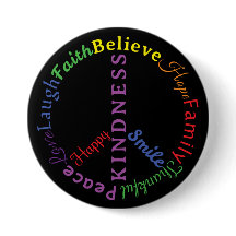 Words of Kindness Peace Symbol Button