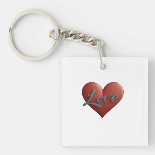 words of love and heart keychain
