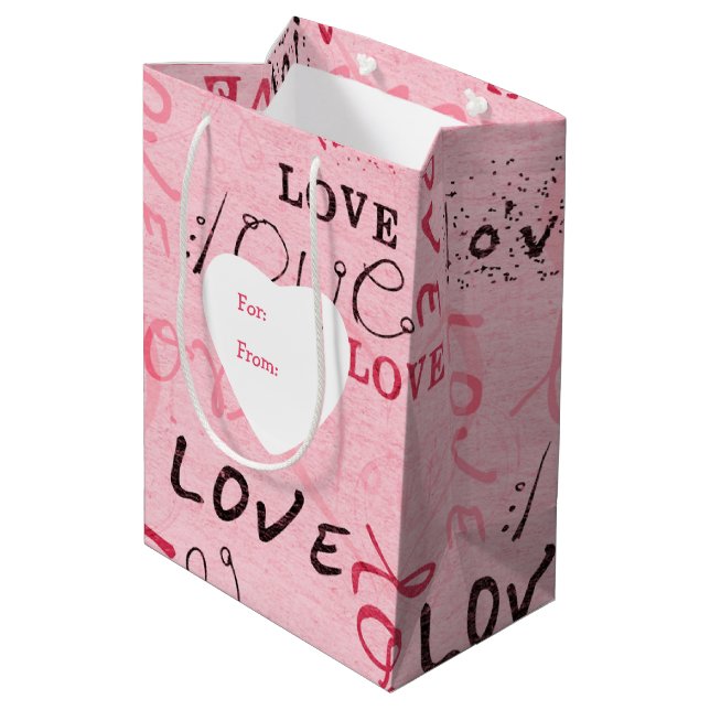 Words of Love Personalized Valentine Medium Gift Bag (Back Angled)