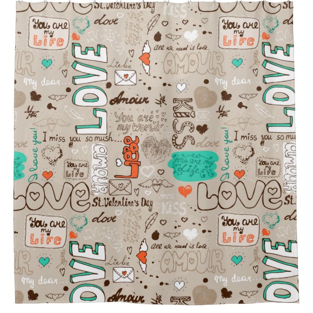 Words of Love Shower Curtain (Front)
