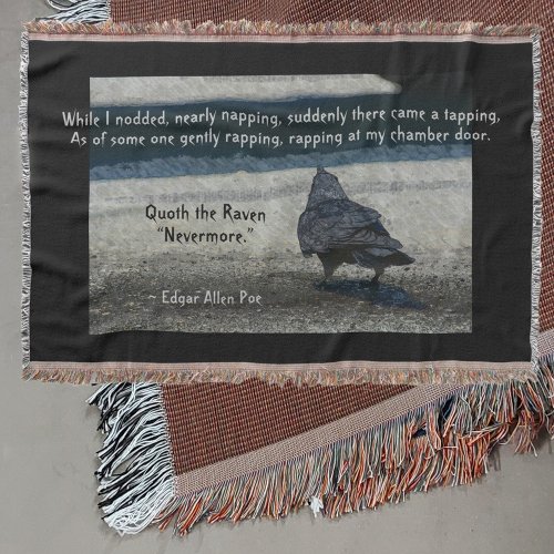 Words of Poe The Raven Throw Blanket