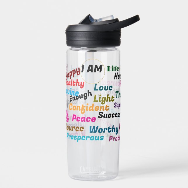 Words of Positive Affirmations Water Bottle (Left)