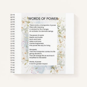 Words Of Power Uplifting Poem Poetry Notebook