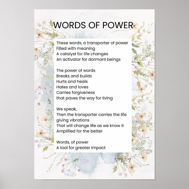 Words Of Power Uplifting Poem Poetry  Poster (Front)