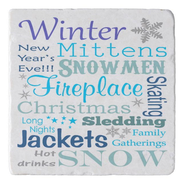 Words Of Winter Seasonal Holiday Decor Trivet (Front)