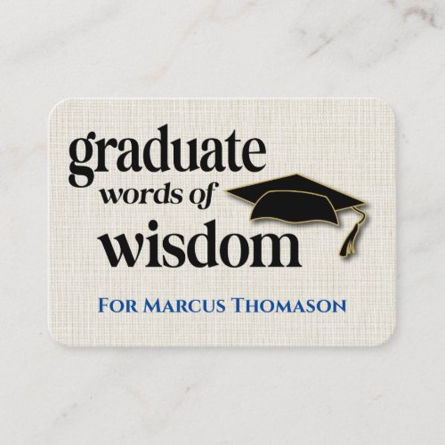 Words of Wisdom Advice Card For Graduation