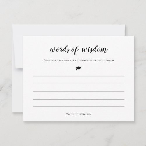 Words of wisdom advice for graduates students fun note card