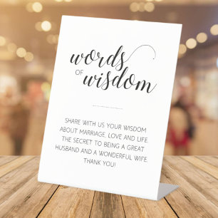 Words of Wisdom Advice For Newlyweds Wedding Pedestal Sign