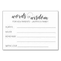 Words of Wisdom Baby Shower New Parents Advice Table Number