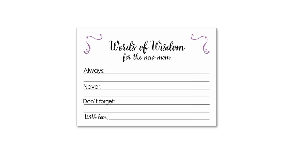 Words of Wisdom Baby Shower Parenting Advice Cards | Zazzle.com Words of Wisdom Baby Shower Parenting Advice Cards | Zazzle.com