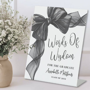 Words Of Wisdom Bow Graduation Pedestal Sign