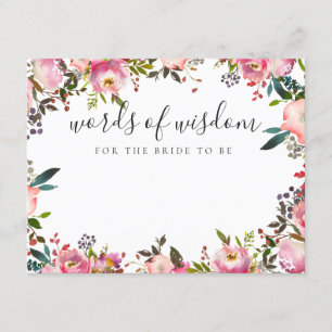 Words of Wisdom Bridal Shower Game Card Advice