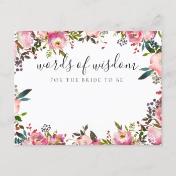 Words Of Wisdom Bridal Shower Game Card Advice by autumnandpine at Zazzle