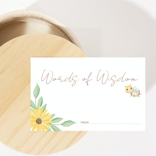 Words Of Wisdom Bumblebee Watercolor Baby Shower Business Card