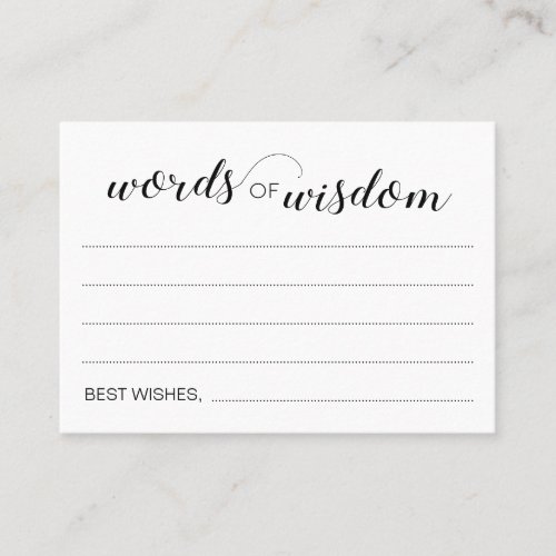 Words of Wisdom Elegant Wedding Advice Cards