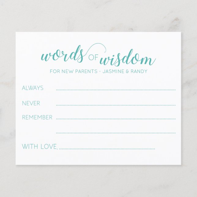Words of Wisdom For New Parents Baby Shower Advice (Front)
