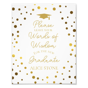words of wisdom graduation party sign gold