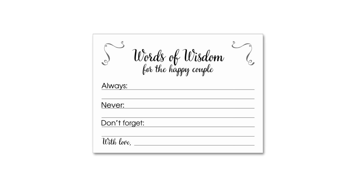 Words of Wisdom Marriage Advice Cards Zazzle.com