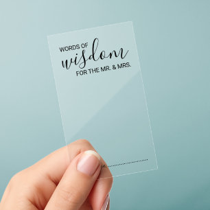 Words of Wisdom Modern Script Wedding Advice Card Clear Business Cards