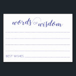 Words of Wisdom Navy Blue Wedding Advice Cards<br><div class="desc">These elegant navy blue Words of Wisdom cards will be the perfect addition to your wedding reception or bridal/wedding shower. These cards make a great alternative to a traditional guest book.</div>