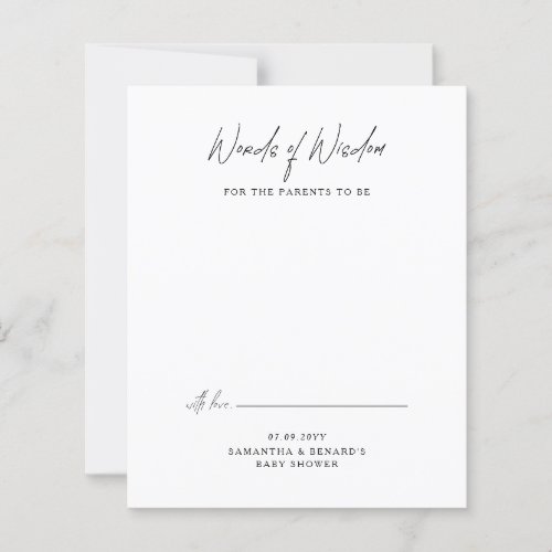 Words of Wisdom Parents To Be Baby Shower Card