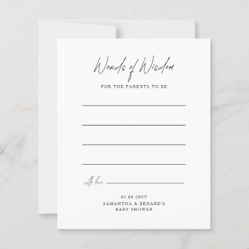 Words of Wisdom Parents To Be Baby Shower Card