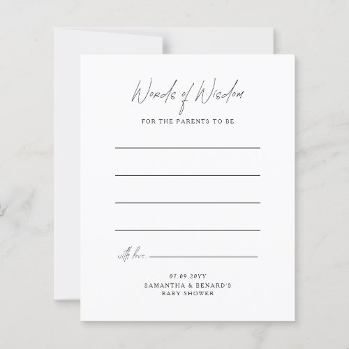 Words of Wisdom Parents To Be Baby Shower Card