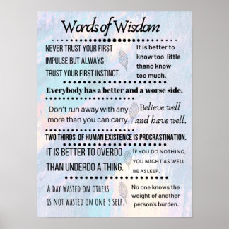 Words of Wisdom Quotes Poster