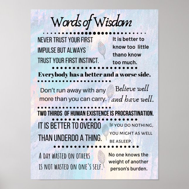 Words of Wisdom Quotes Poster (Front)