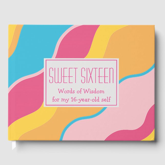 Words of Wisdom SWEET SIXTEEN Pink Guest Book (Front)