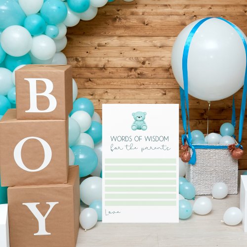 Words of wisdom  Teddy Bear Baby Boy Shower Games