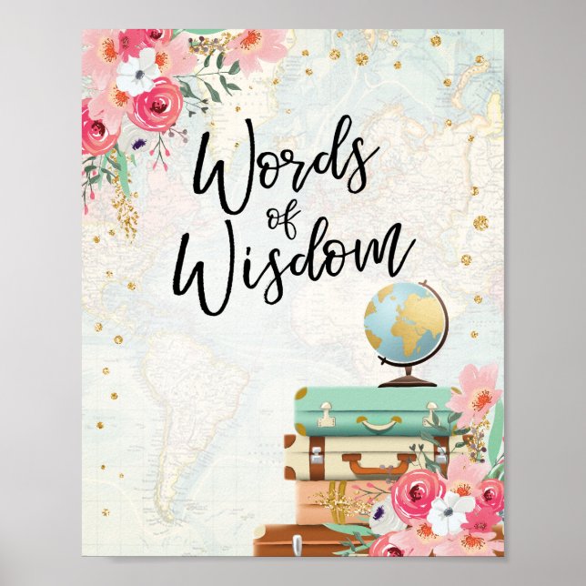 Words of Wisdom Travel Shower Miss to Mrs Advice Poster (Front)